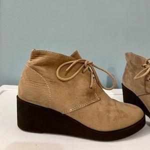 Beige heeled boots